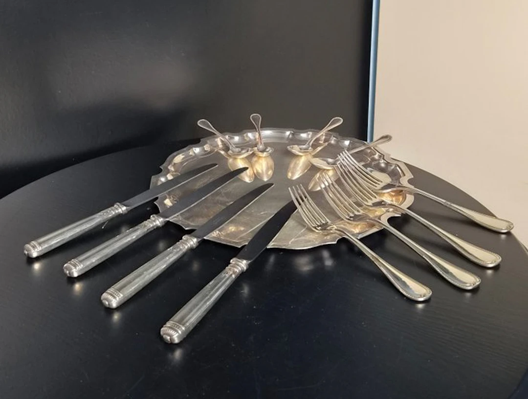 Christofle - Cutlery set (12) - Perles & Malmaison - Silverplated
