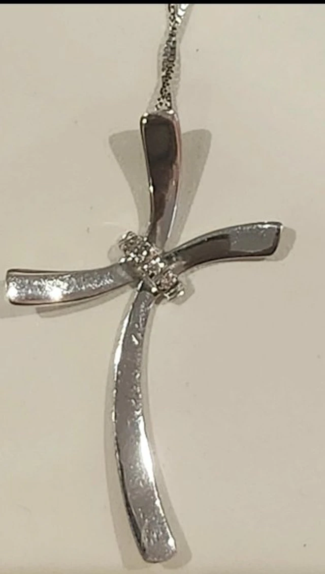 Necklace with pendant - 18 kt. White gold Diamond (Natural)