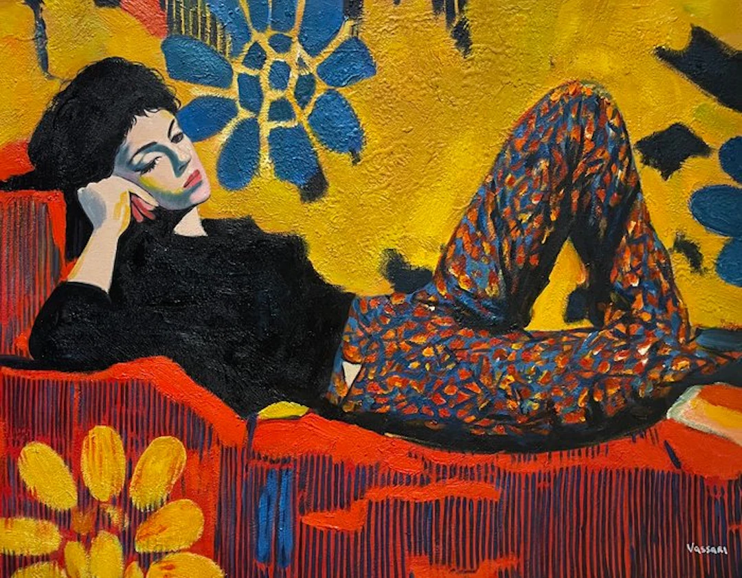 Lioren Vassari (1993) - Giallo senape con fiori blu