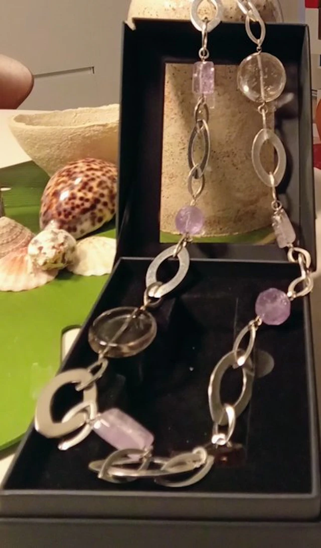 Amethyst necklace - Height: 80 cm- 220 g - (1)