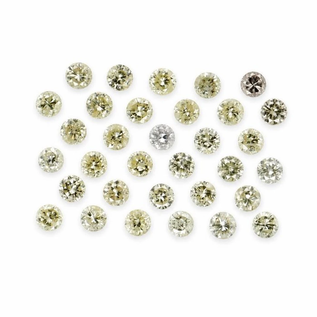 No reserve price - 33 pcs Diamond (Natural) - 1.06 ct - Round - N (tinted) - I1