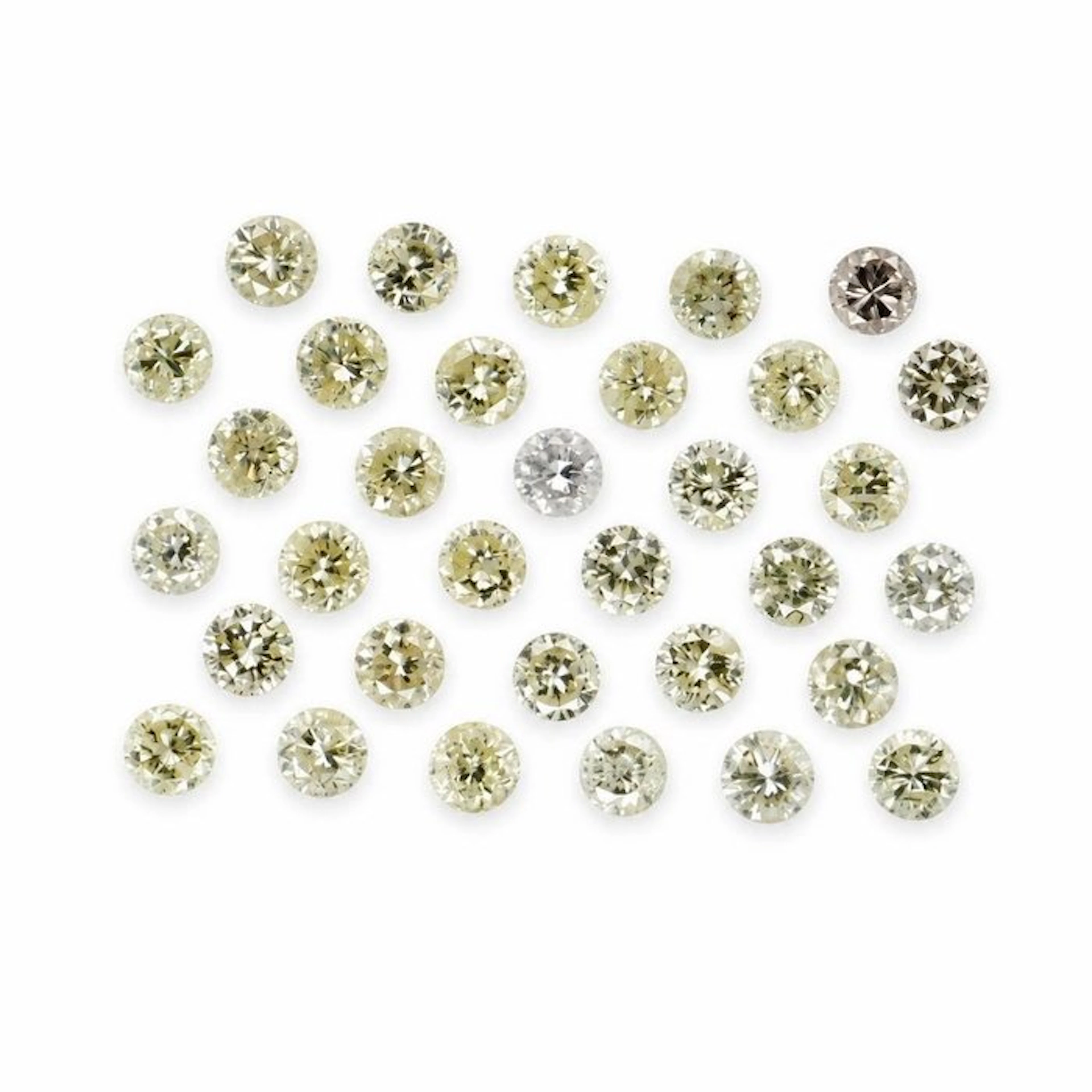 No reserve price - 33 pcs Diamond (Natural) - 1.06 ct - Round - N (tinted) - I1