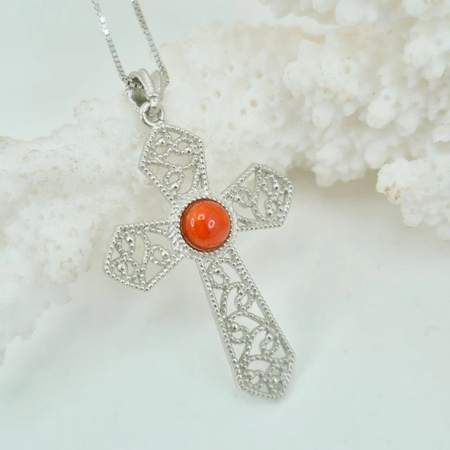 Coral - Silver, No Reserve - Necklace with pendant - CORALLO MEDITERRANEO