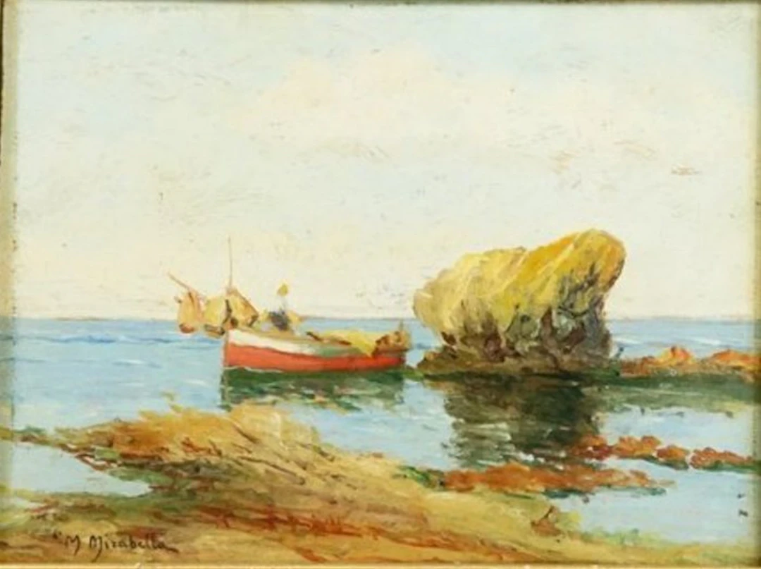 Mario Mirabella (1870-1931) - costa siciliana con barche