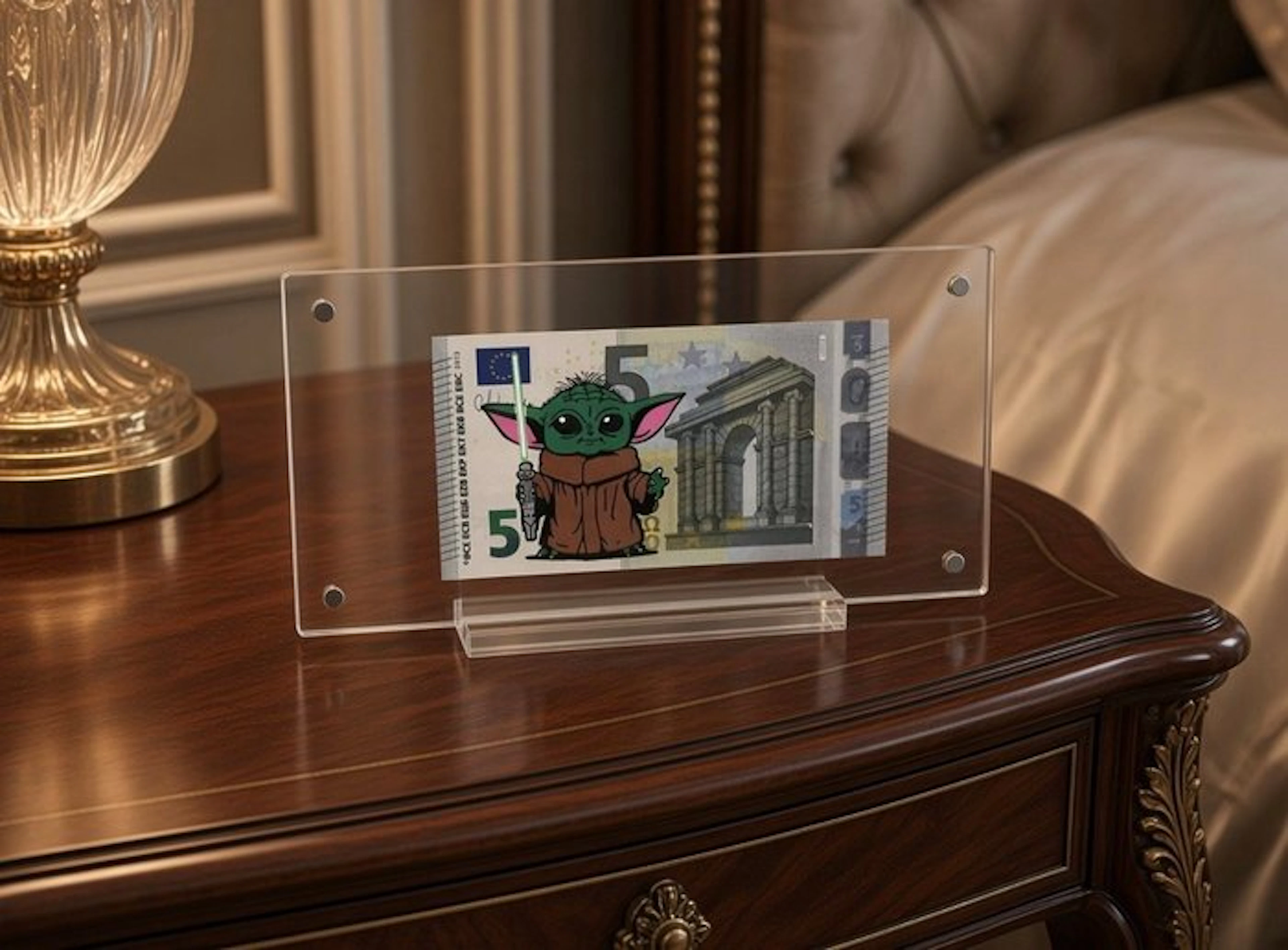 ToonyArt - Baby Yoda sur billet de 5 euros