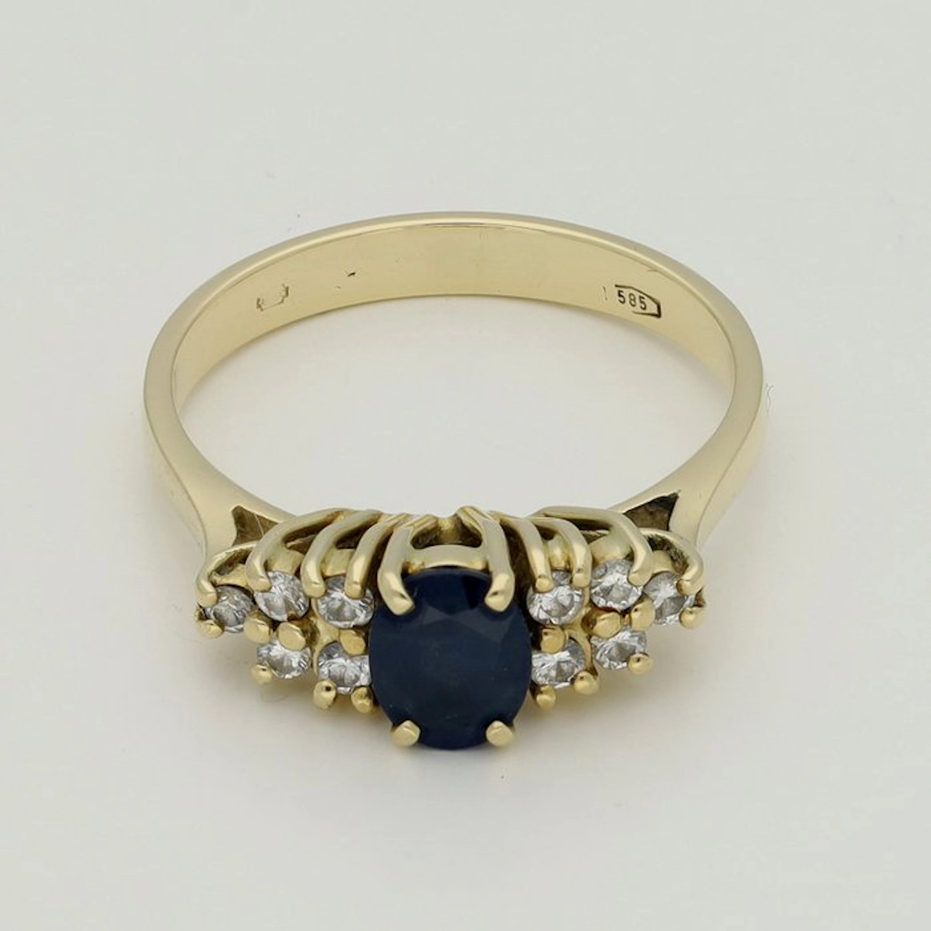Ring - 14 kt. Yellow gold - Diamond - Sapphire