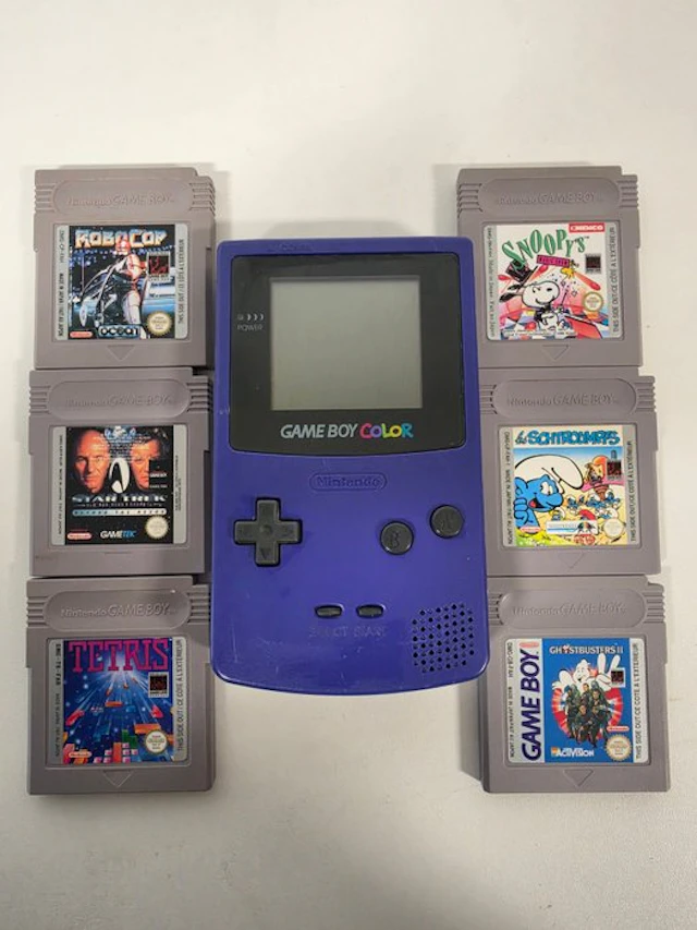 Nintendo - Gameboy Color - Game Boy Color Purple & 6 Game...