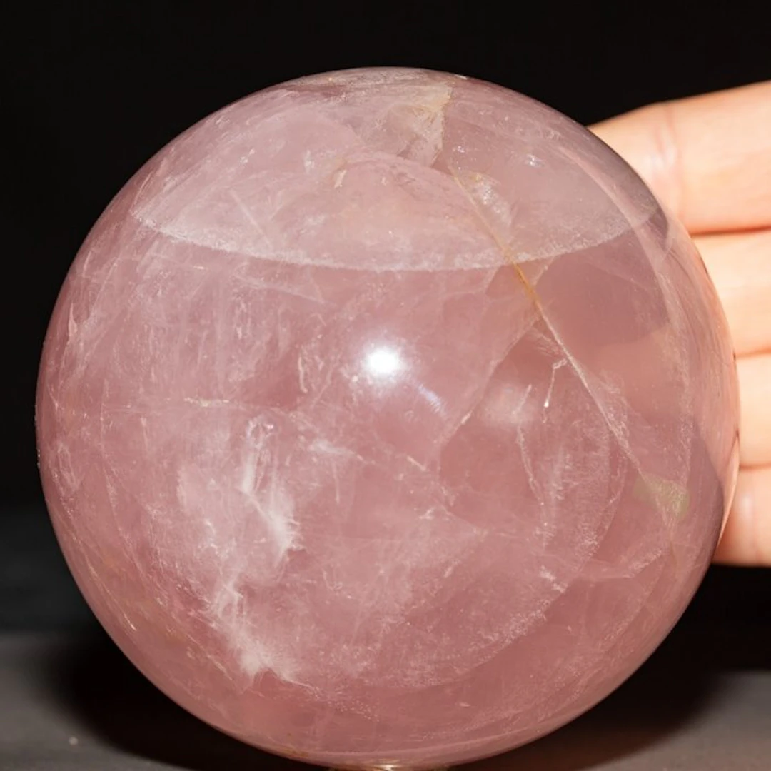 Rose Quartz Crystal Sphere - Height: 95 mm - Width: 95 mm- 1290 g