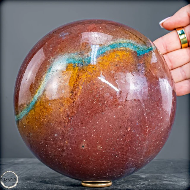 Ocean Jasper sphere – an extraordinary one-of-a-kind piece in fiery red