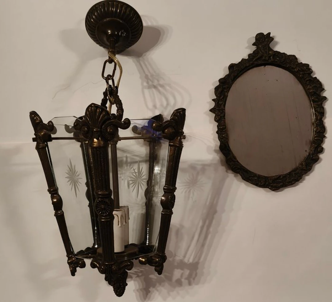 Chandelier (2) - Crystal - Chandelier and mirror