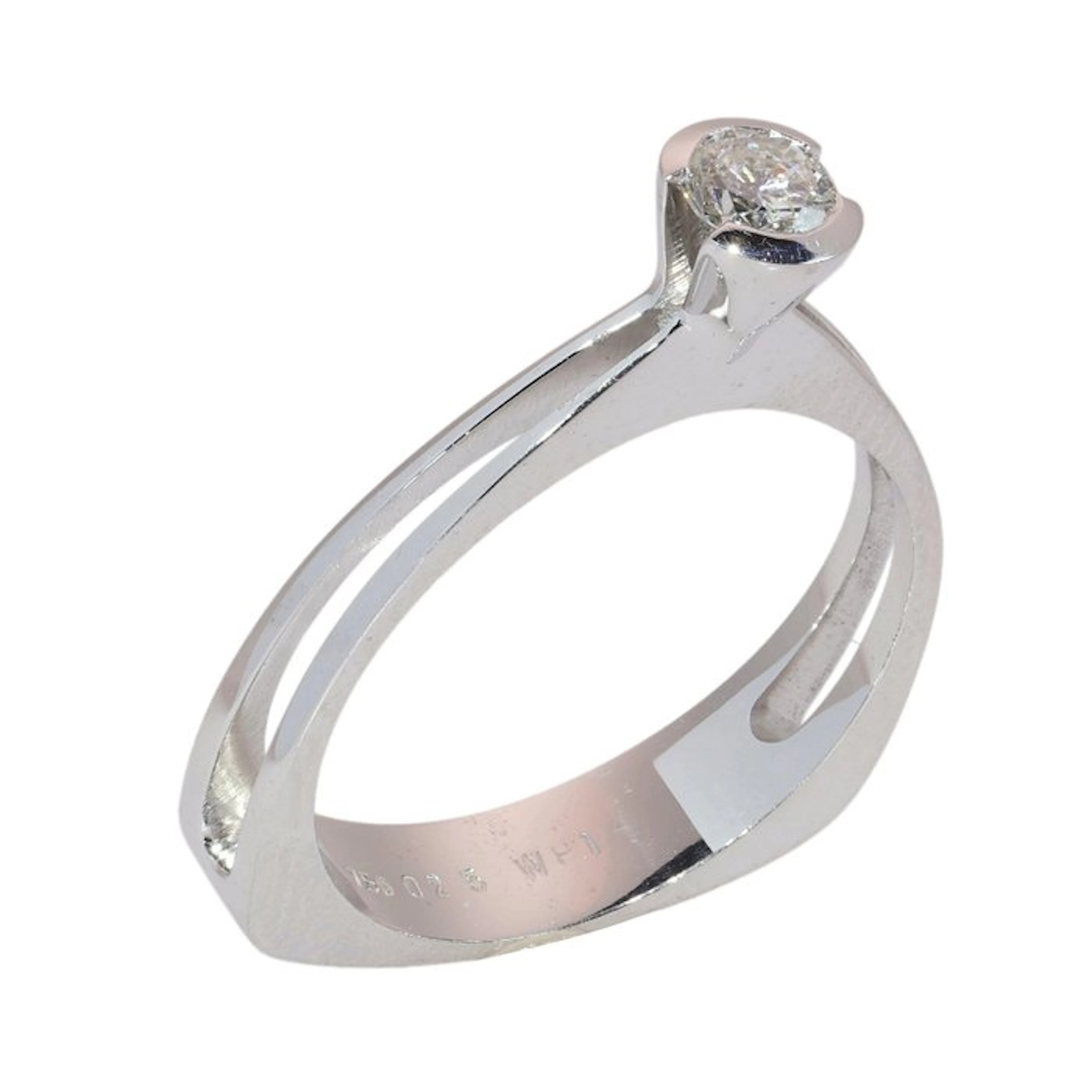 Ring - 18 kt. White gold - Diamond - NOS Vintage 1970s