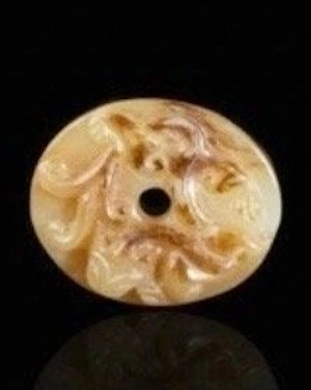 Pendente Ming Giada e russet con Draghi Chilong - Giada - China - Ming