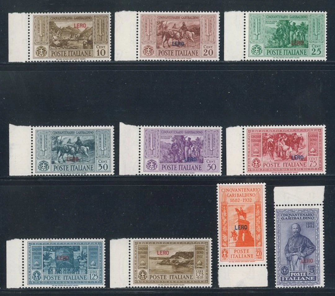 Italian Aegean Islands - Lero - Garibaldi, complete series no. 17/26.