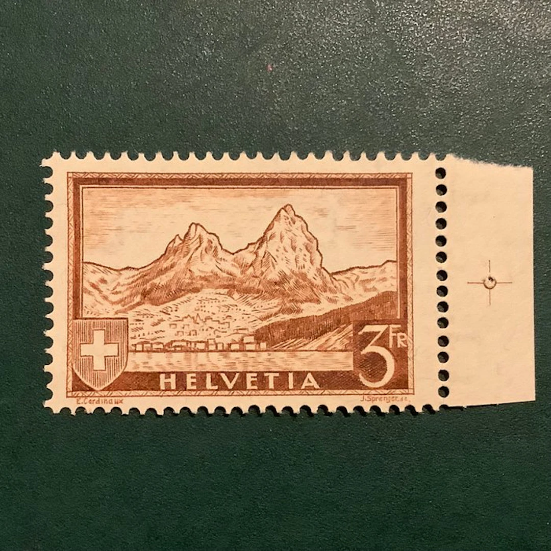 Switzerland 1928 - 3 Fr landscapes with selvage - MNH - Michel