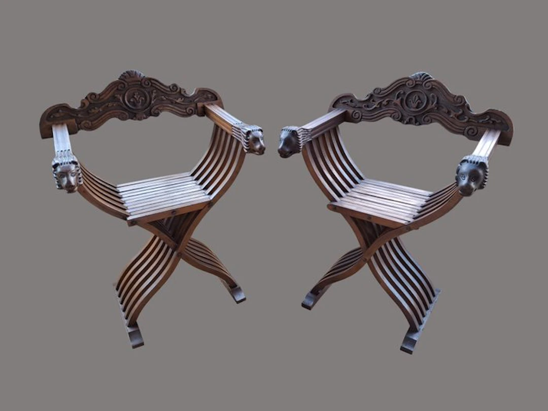 Chair (2) - Savonarola - Hardwood - Made in Italy