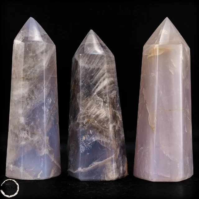 Exclusive set made of natural lavender rose quartz –...