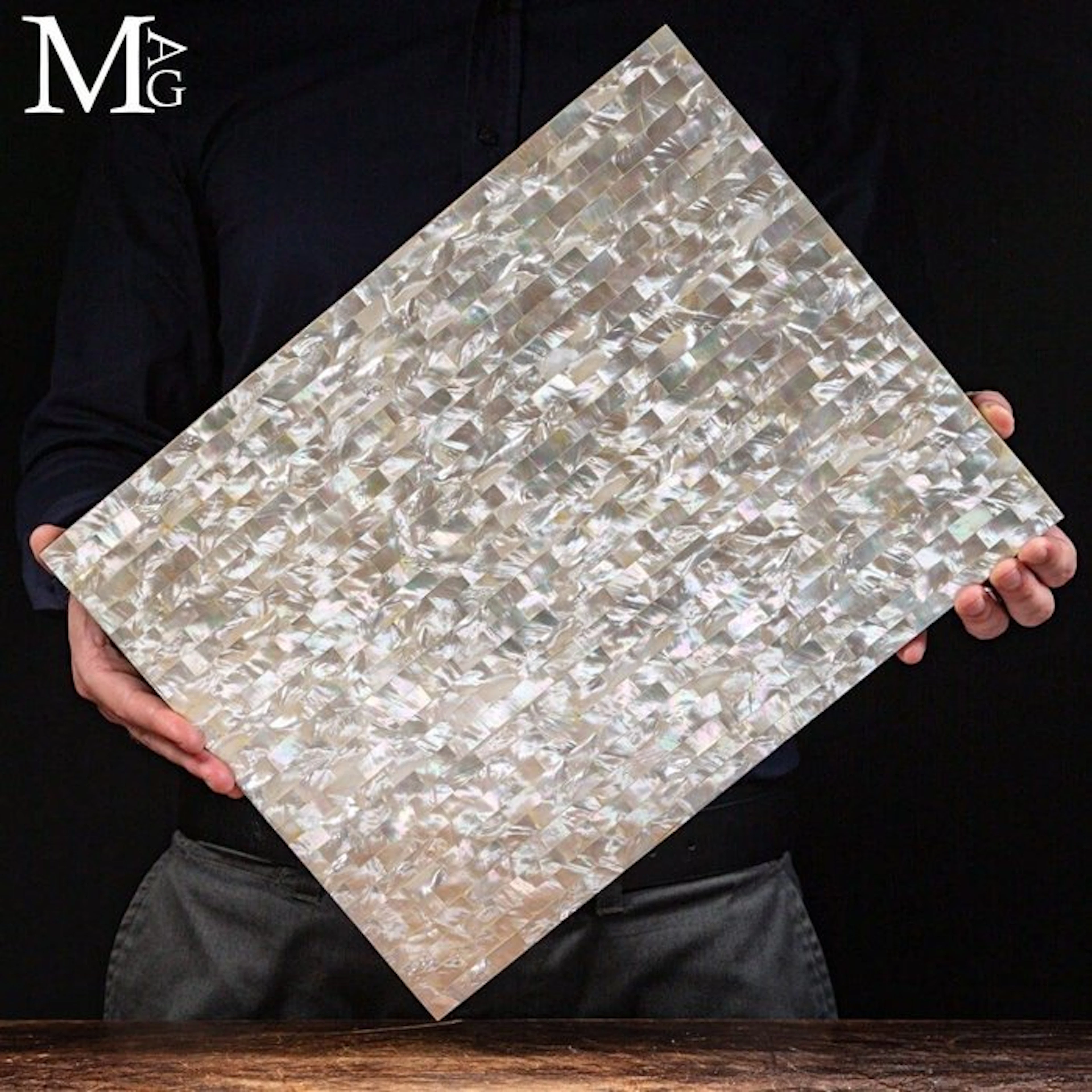 Luminous Handcrafted Mother of Pearl Mosaic Tray...