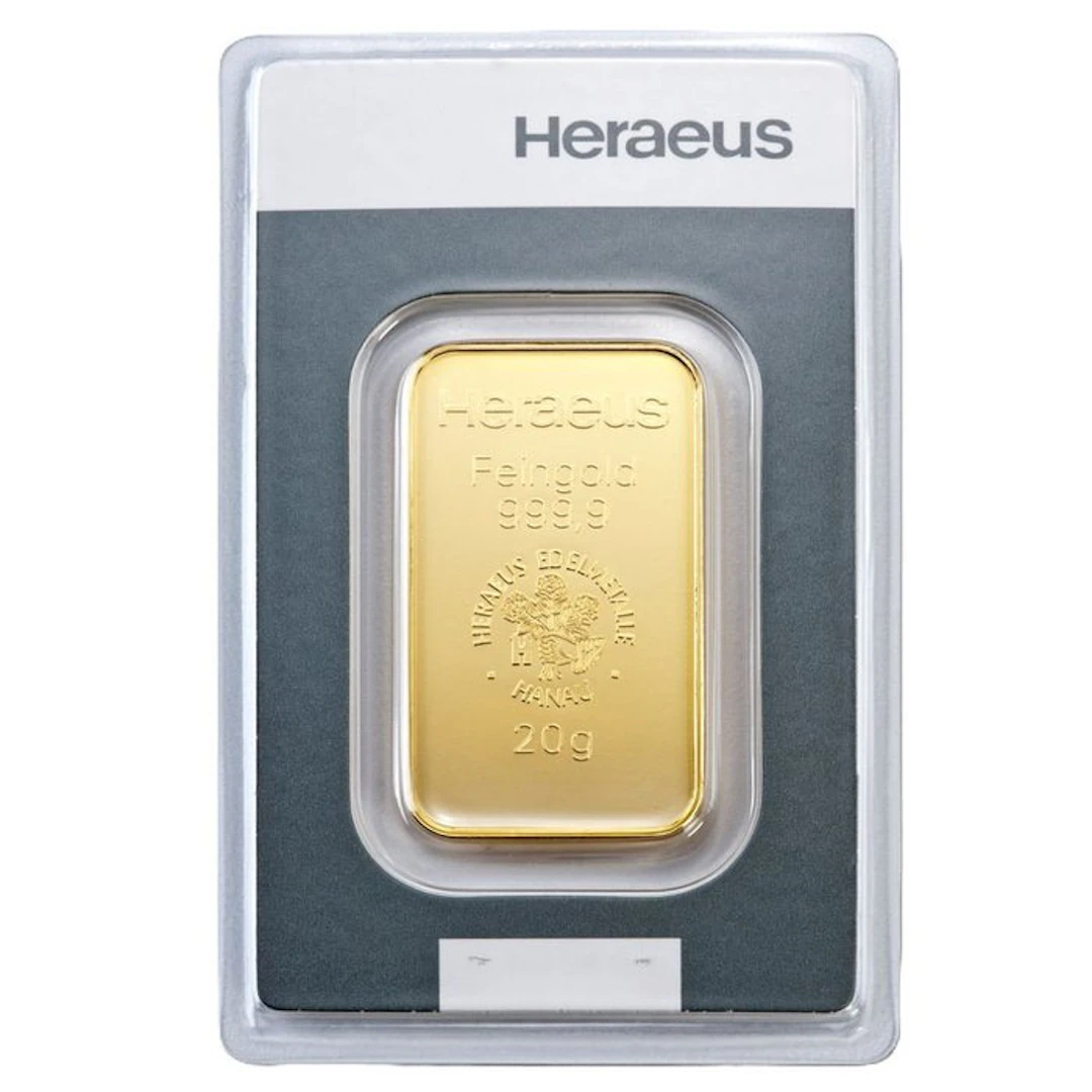 20 grams - Gold .999 - Heraeus - Sealed & with certificate
