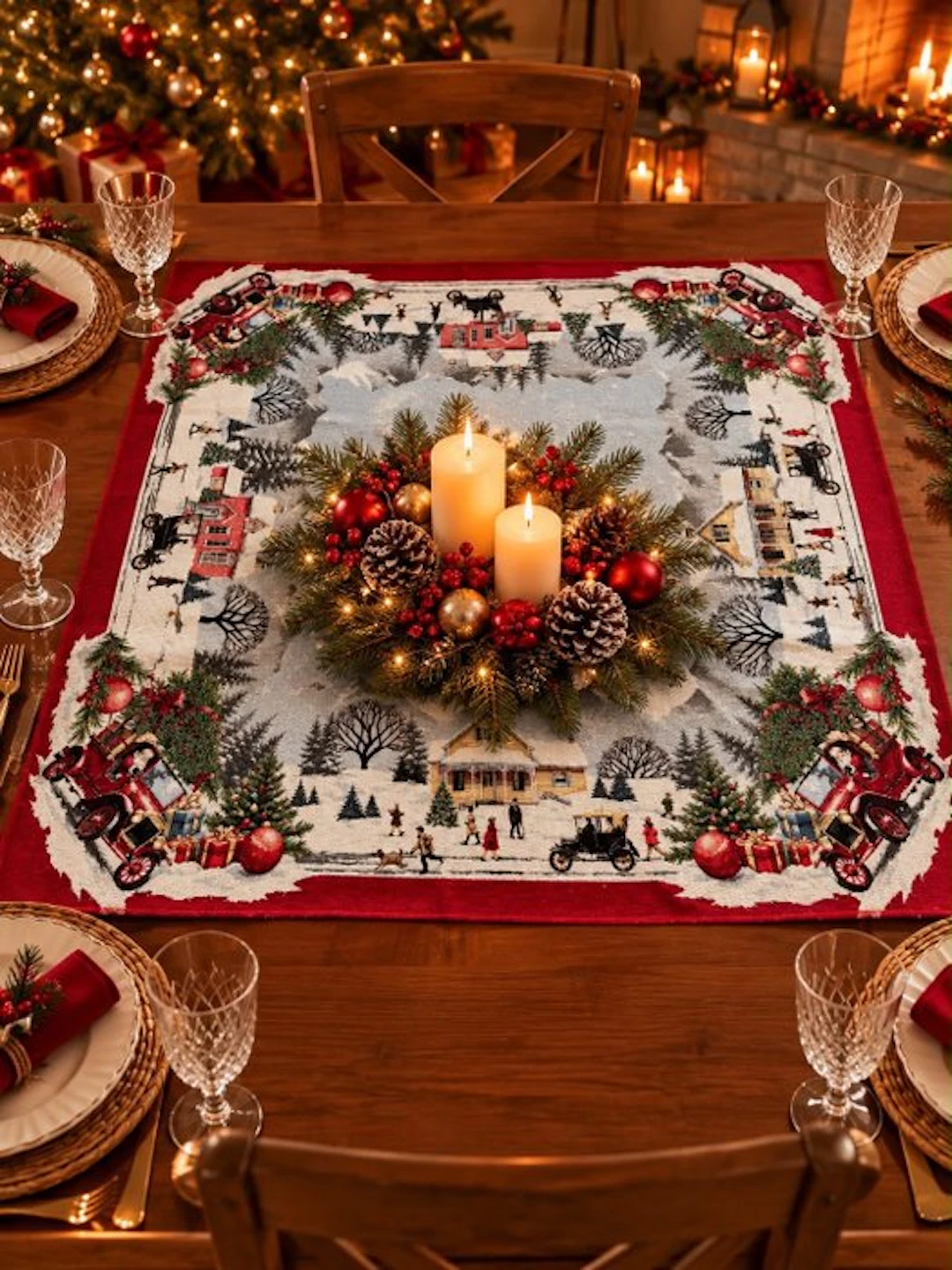 Centrepiece - Royal Christmas – Enchantment in Red - Cotton