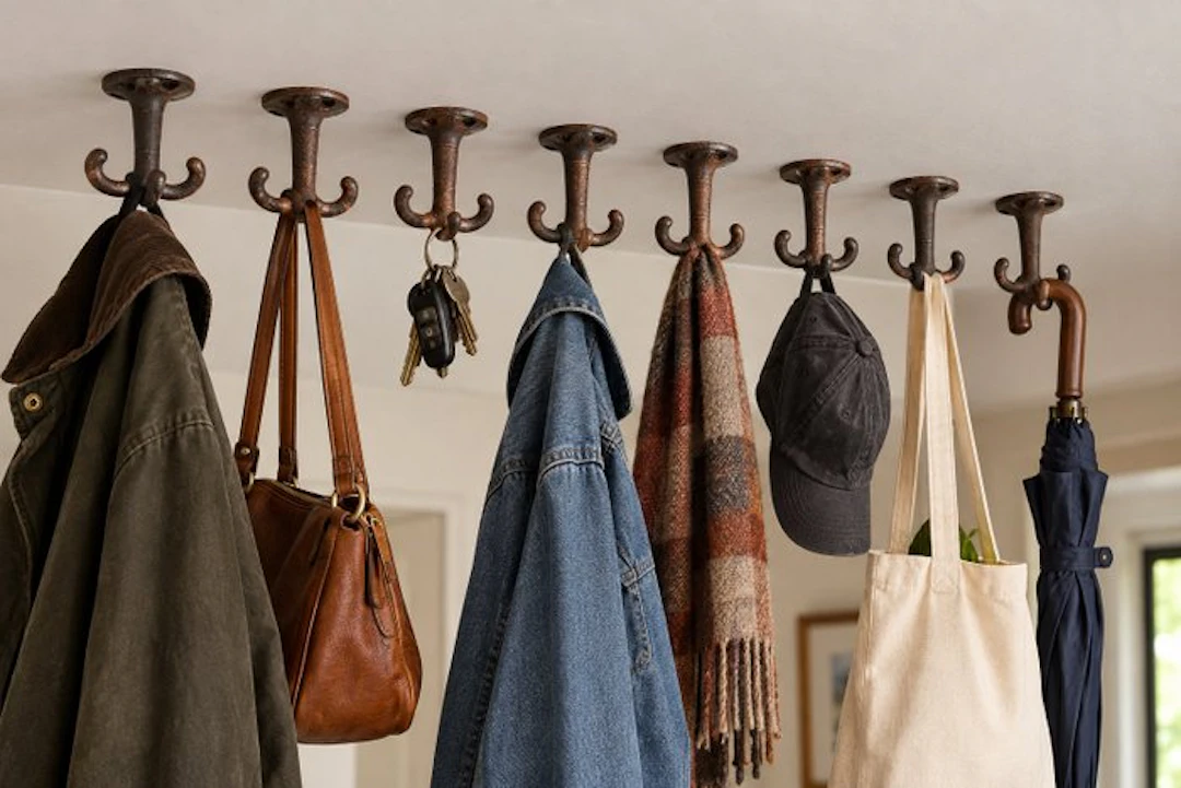 Coat rack (8) - 8 pieces of cast-iron sturdy ship hooks - solid cast iron