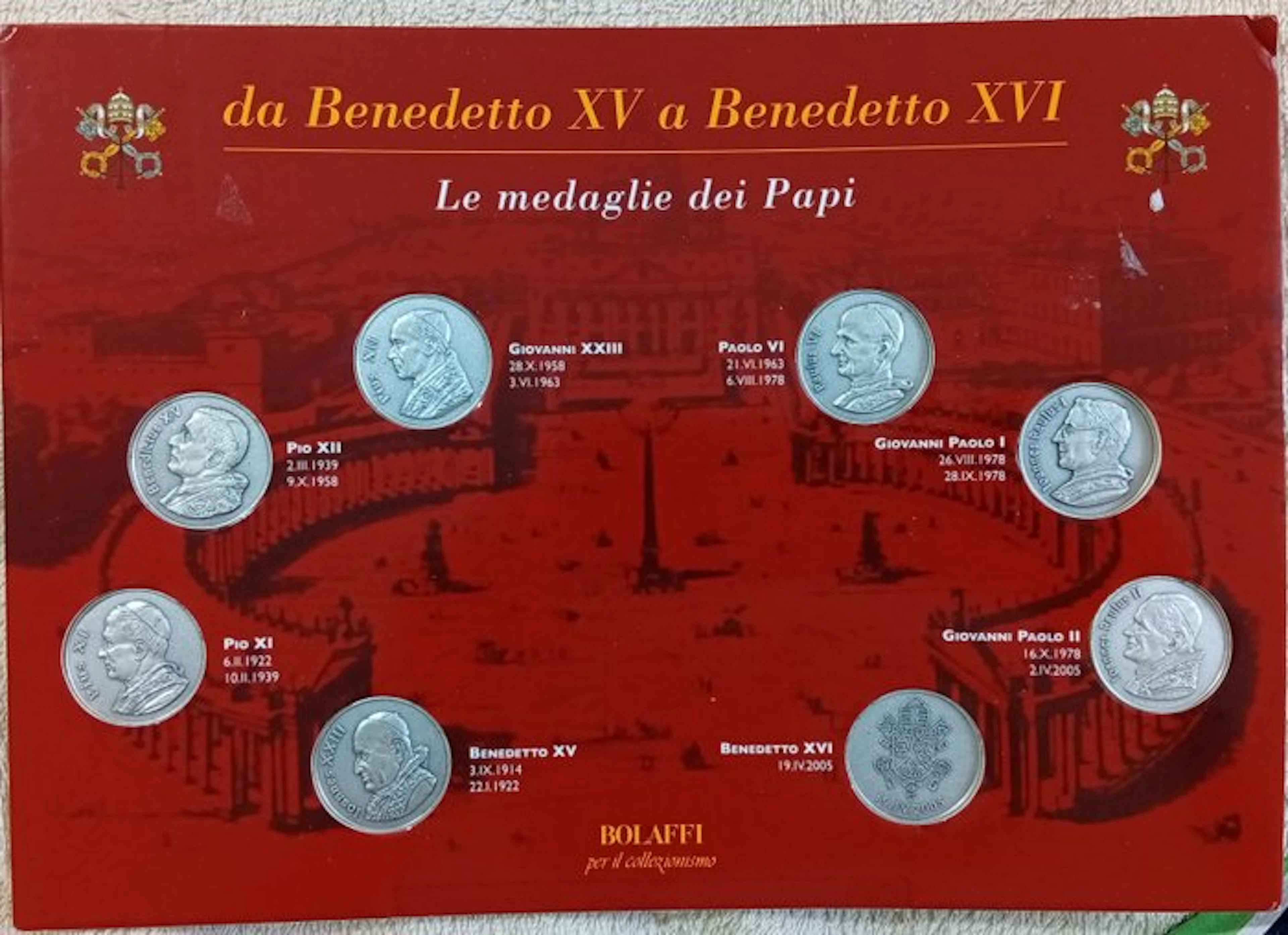 Vatican Collezione di n* 8 medaglie dei papi dal 1922 al 2005 ..