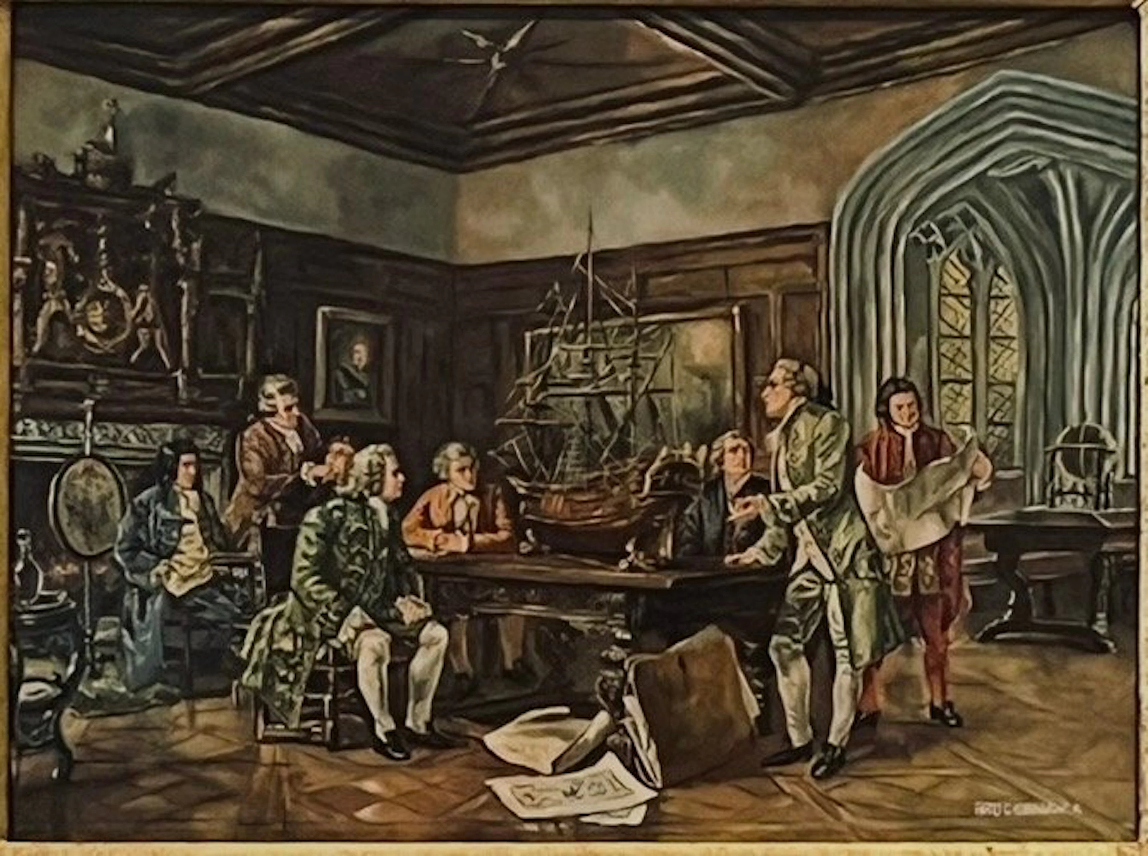 A. Bruggeman (XX) - Scena di genere in stile georgiano