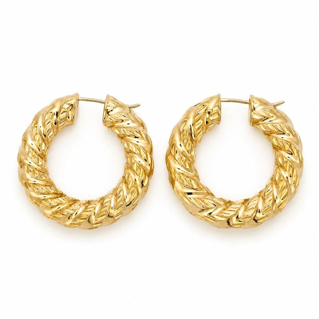 Earrings - 18 kt. Yellow gold - Made in Italy - Handmade