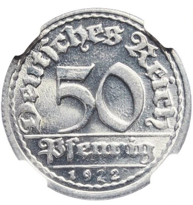 Germany, Weimar Republic 50 Pfennig 1922 - NGC MS65 (Munich)