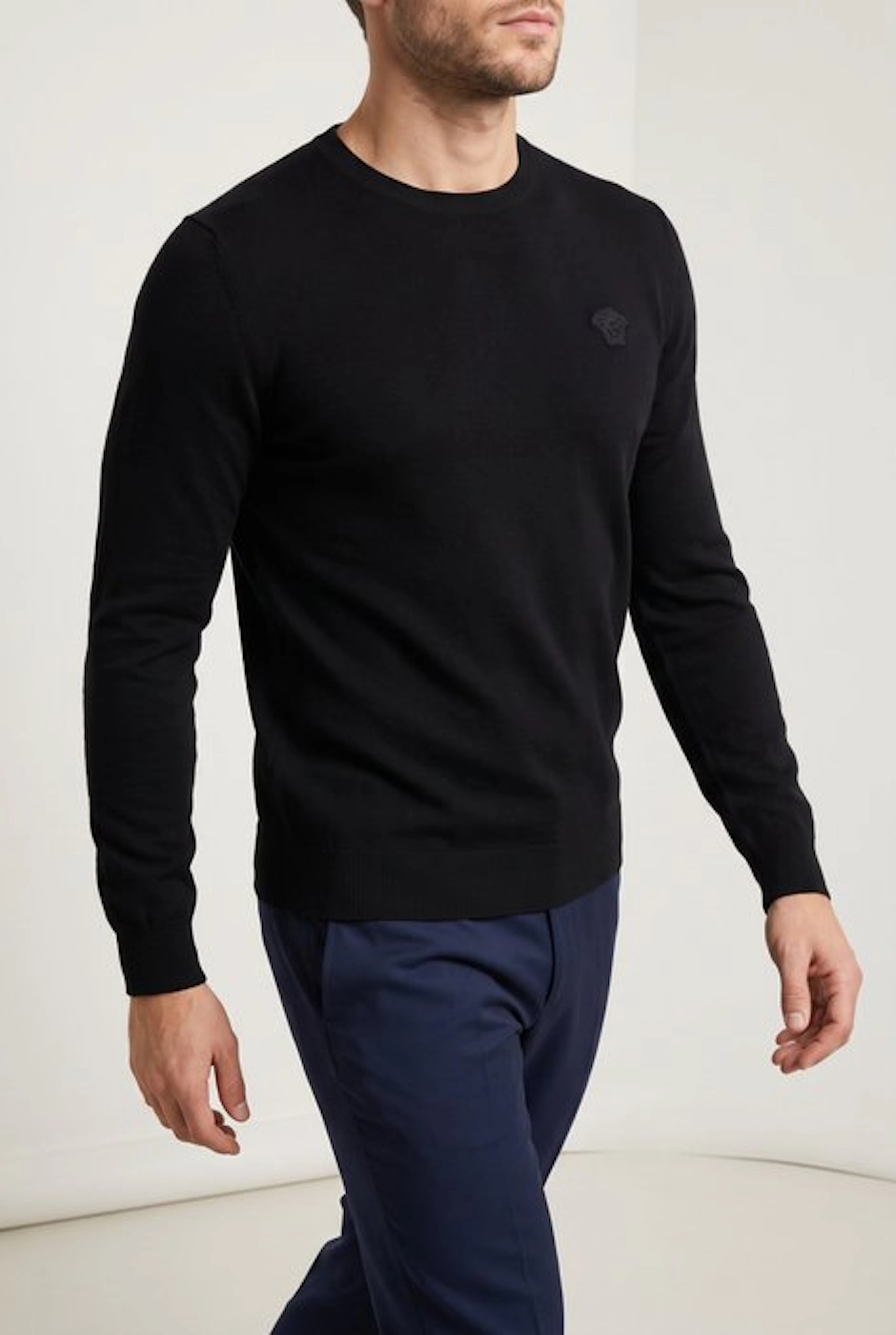 Versace Embroidered Logo Wool Sweater - Maglione UOMO - Vintage - Jumper