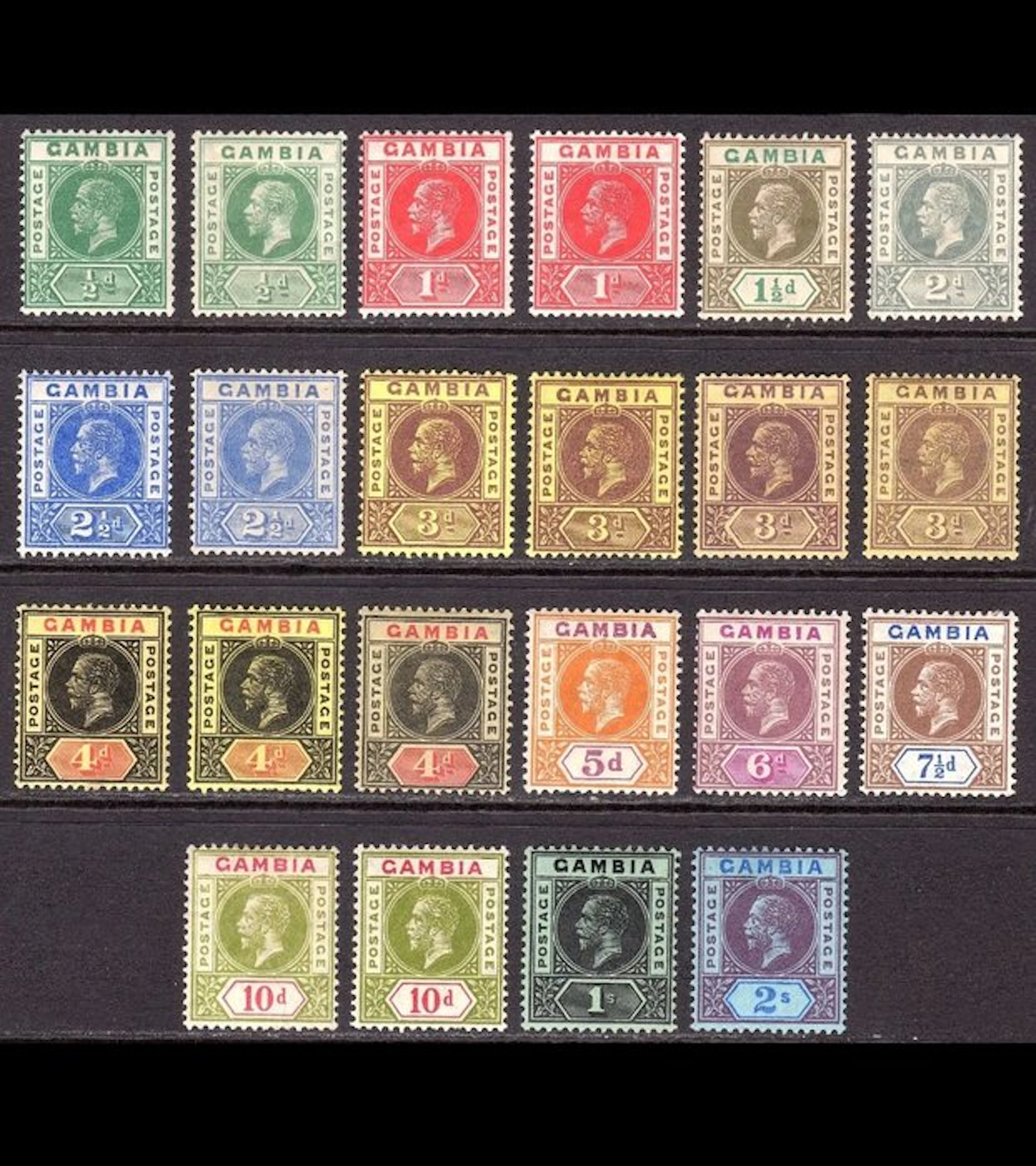 British Commonwealth - GAMBIA 1898-1902 QV Keyplate set with scarce 3d shade MH