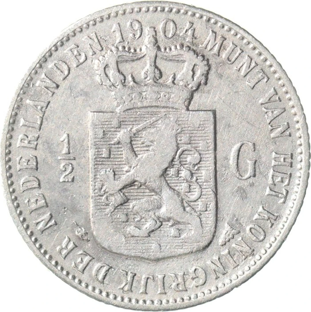 Netherlands. Wilhelmina. 1/2 Gulden 1904 ZELDZAAM (No reserve price)