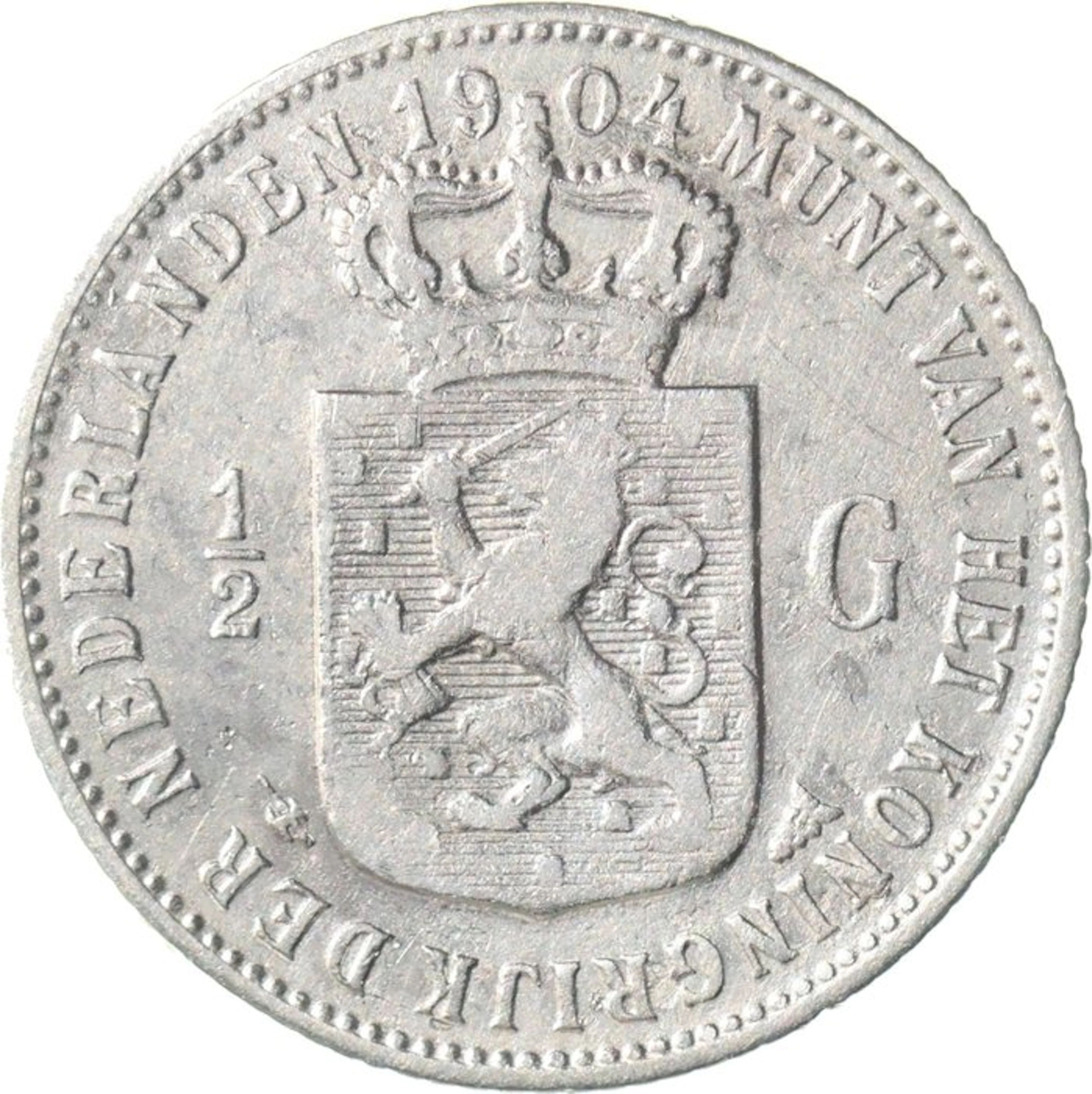 Netherlands. Wilhelmina. 1/2 Gulden 1904 ZELDZAAM (No reserve price)