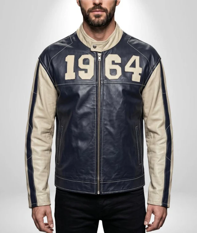 Genuine LEATHER Biker Jacket Bomber Coat Michigan 1964 Exclusive Collection Tg