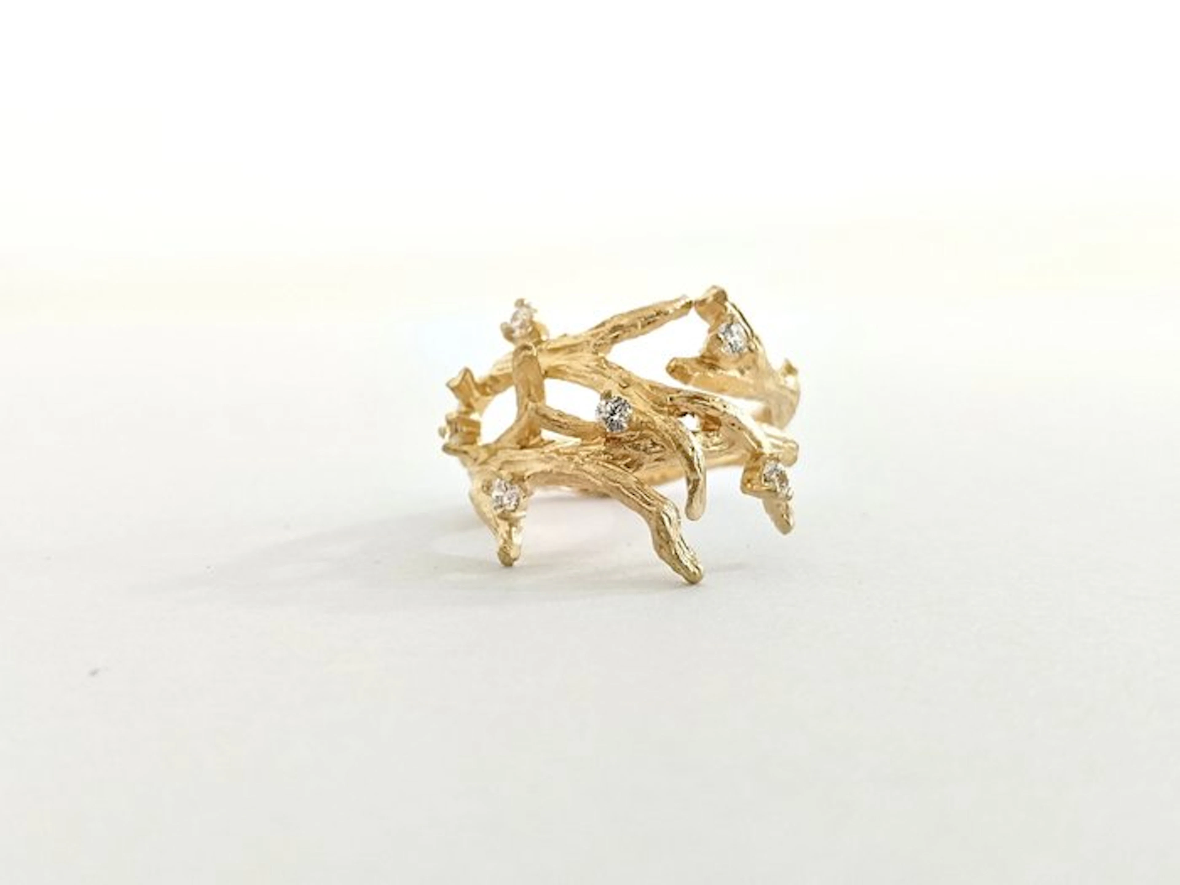 No reserve price - Ring Silver - A ring in the shape of a branch.