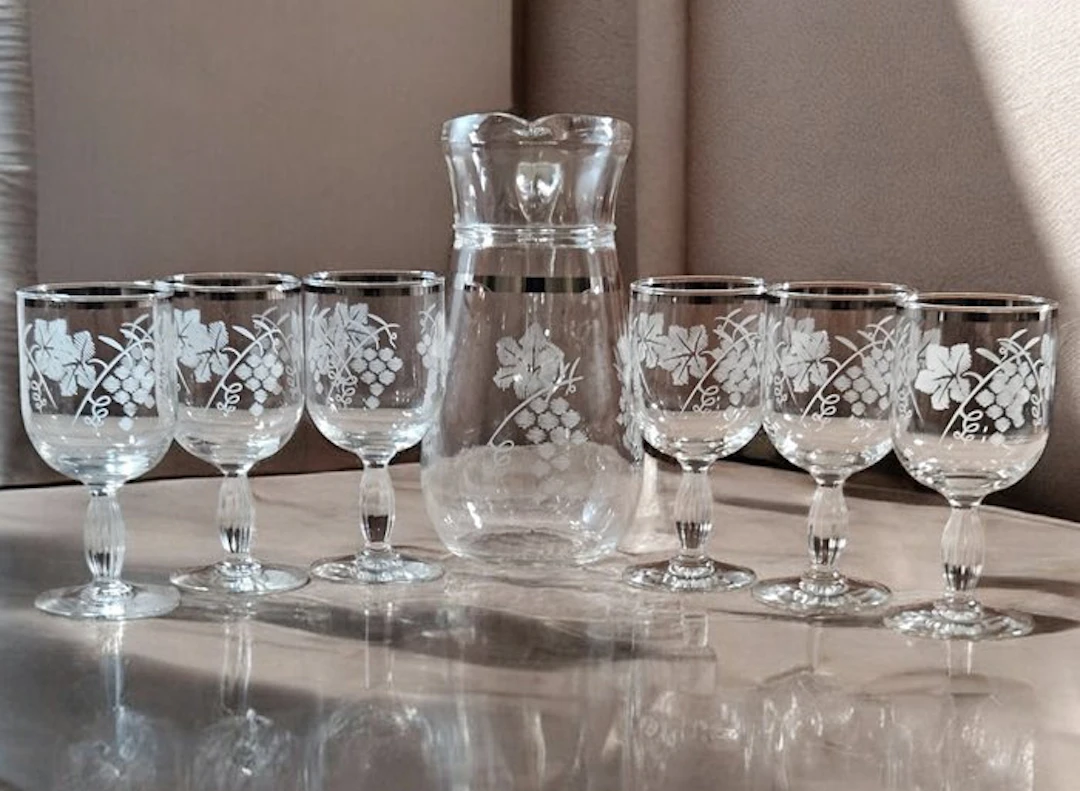 Drinking set for 6 (7) - Crystal, Glass - Former service