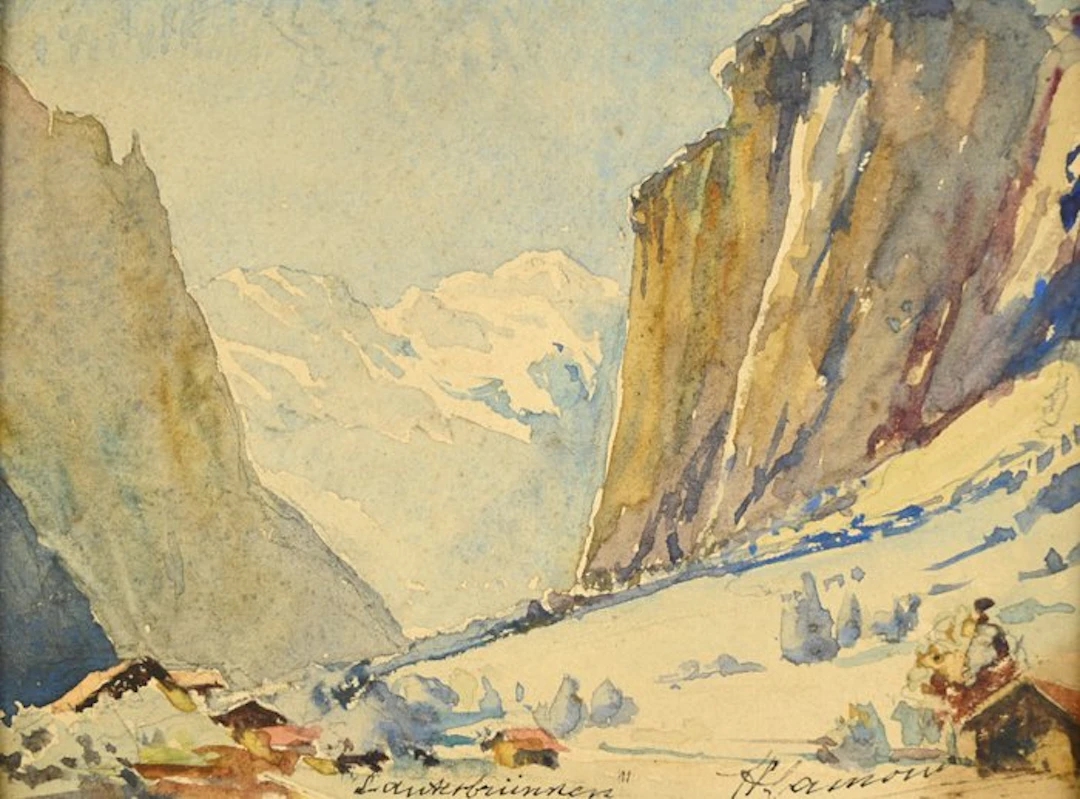 H. Lamour (XIX-XX) - Paysage de montagne - NO RESERVE