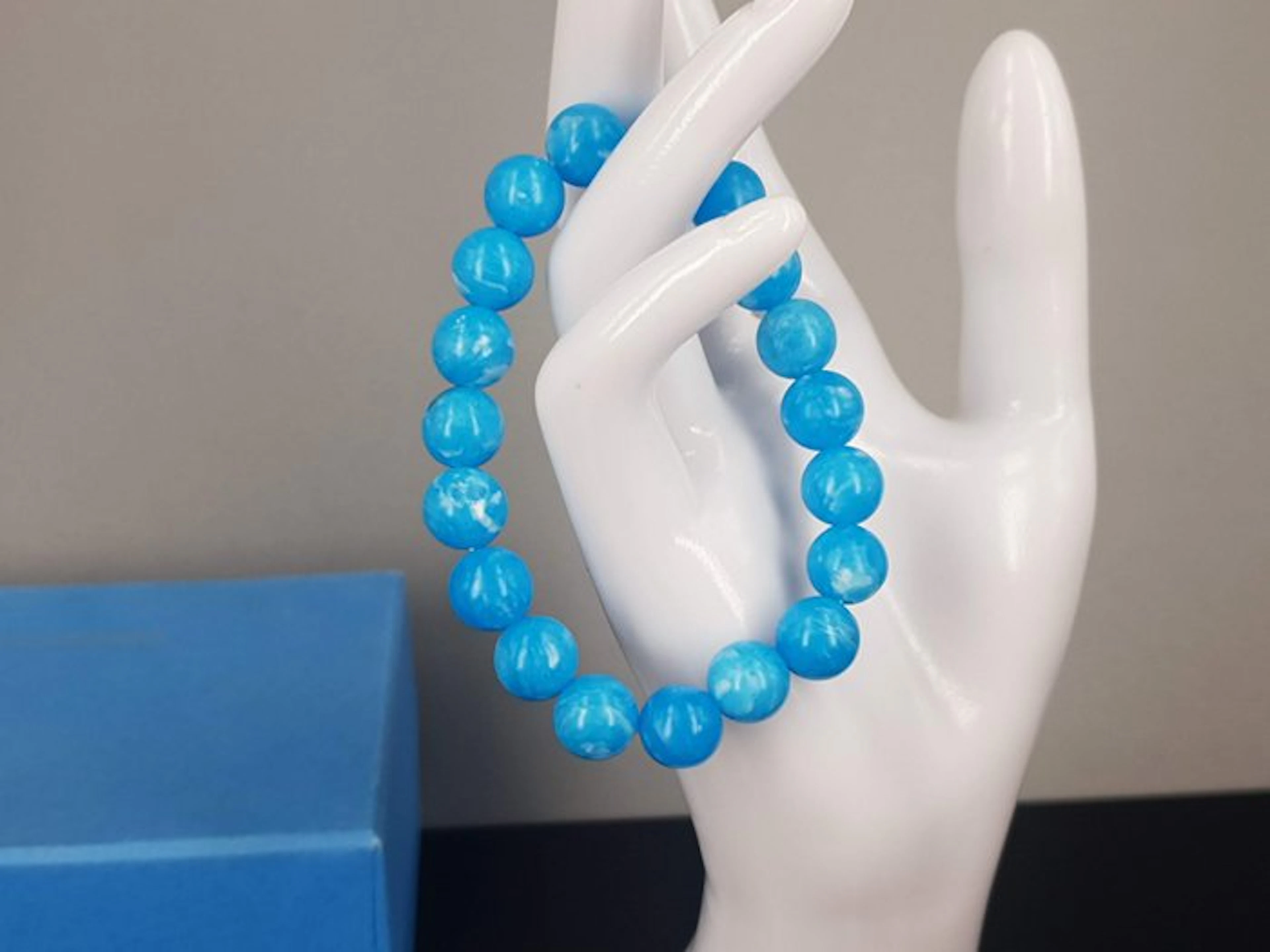 Natural Larimar Gemstone Circuit: 14,5 cm - 15,5 cm / Free Shipping - Bracelet