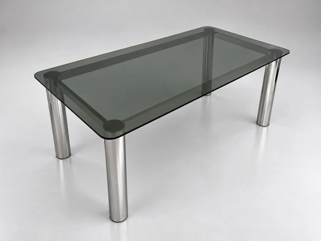 Table - piano in smoked glass - Vintage table