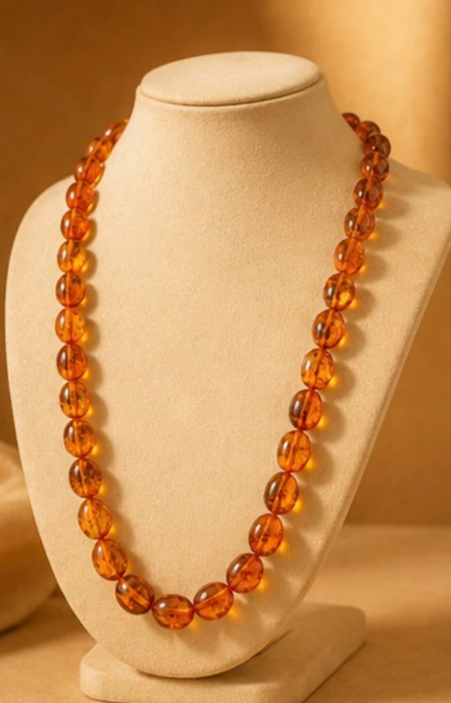 Necklace with Baltic Amber style Beads - Amber (No reserve price)