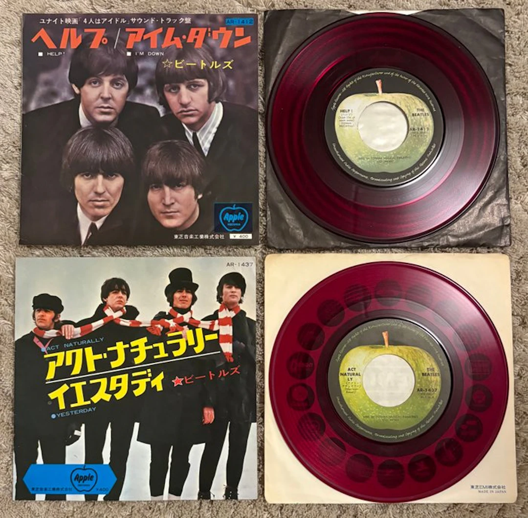 Beatles - Set of Two Japanese RED VINYL Singles – RARE...