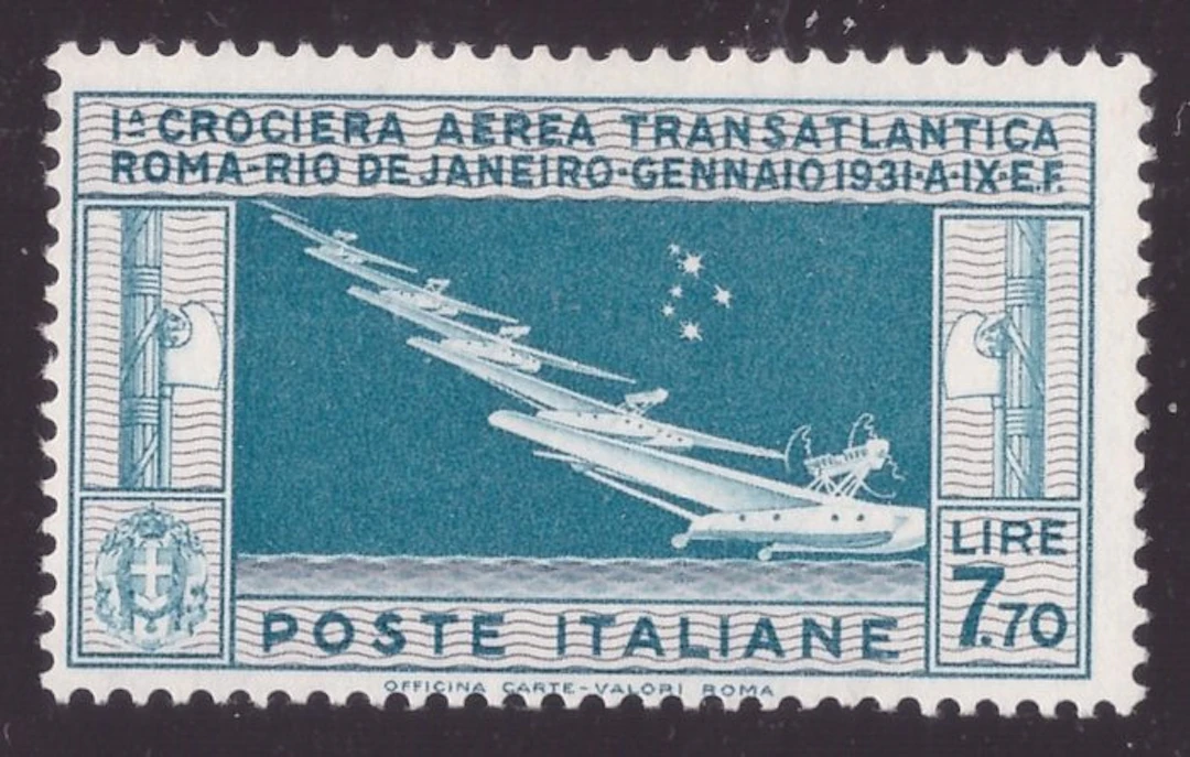 Italy Kingdom 1930 - 7.70 lire Balbo Transatlantic Cruise - Sassone N. A.25