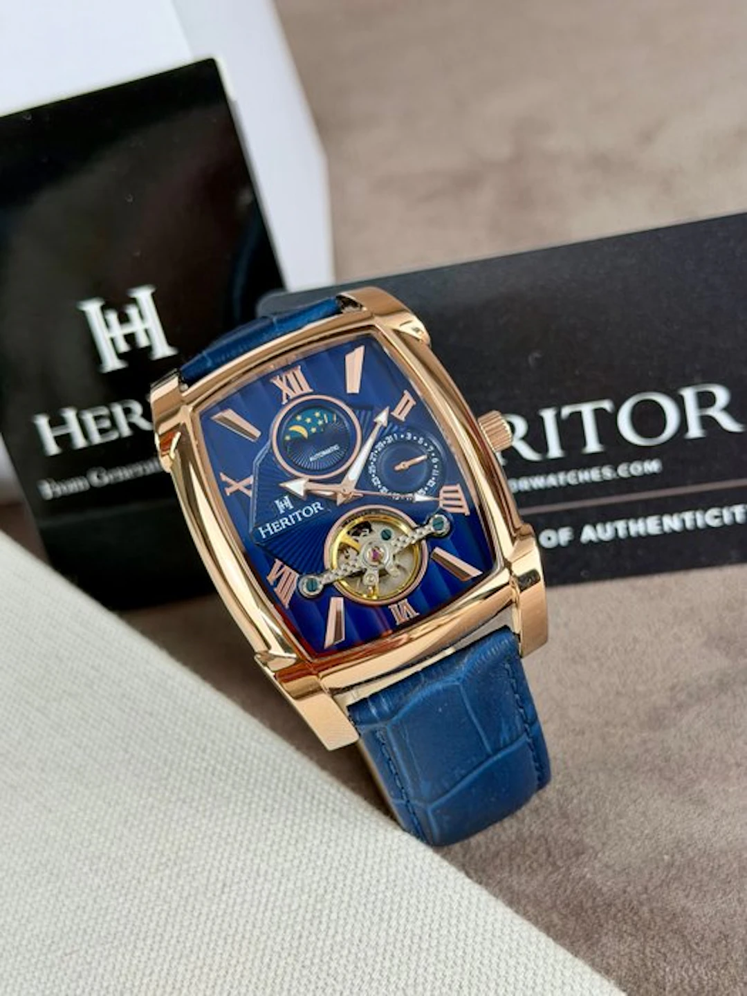 Heritor - Valentin Automatic Open Heart - Rose Gold/Blue...