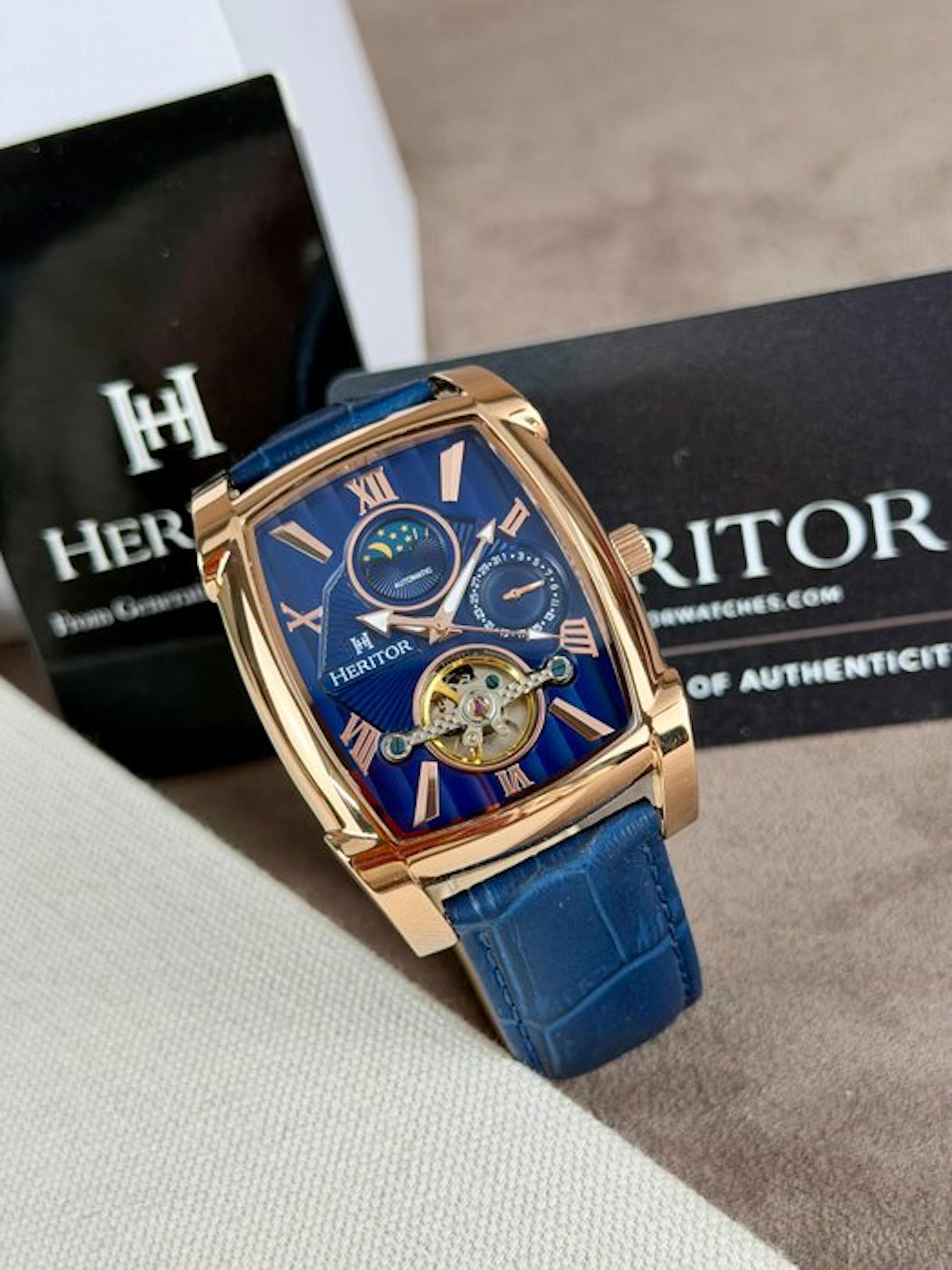 Heritor - Valentin Automatic Open Heart - Rose Gold/Blue...