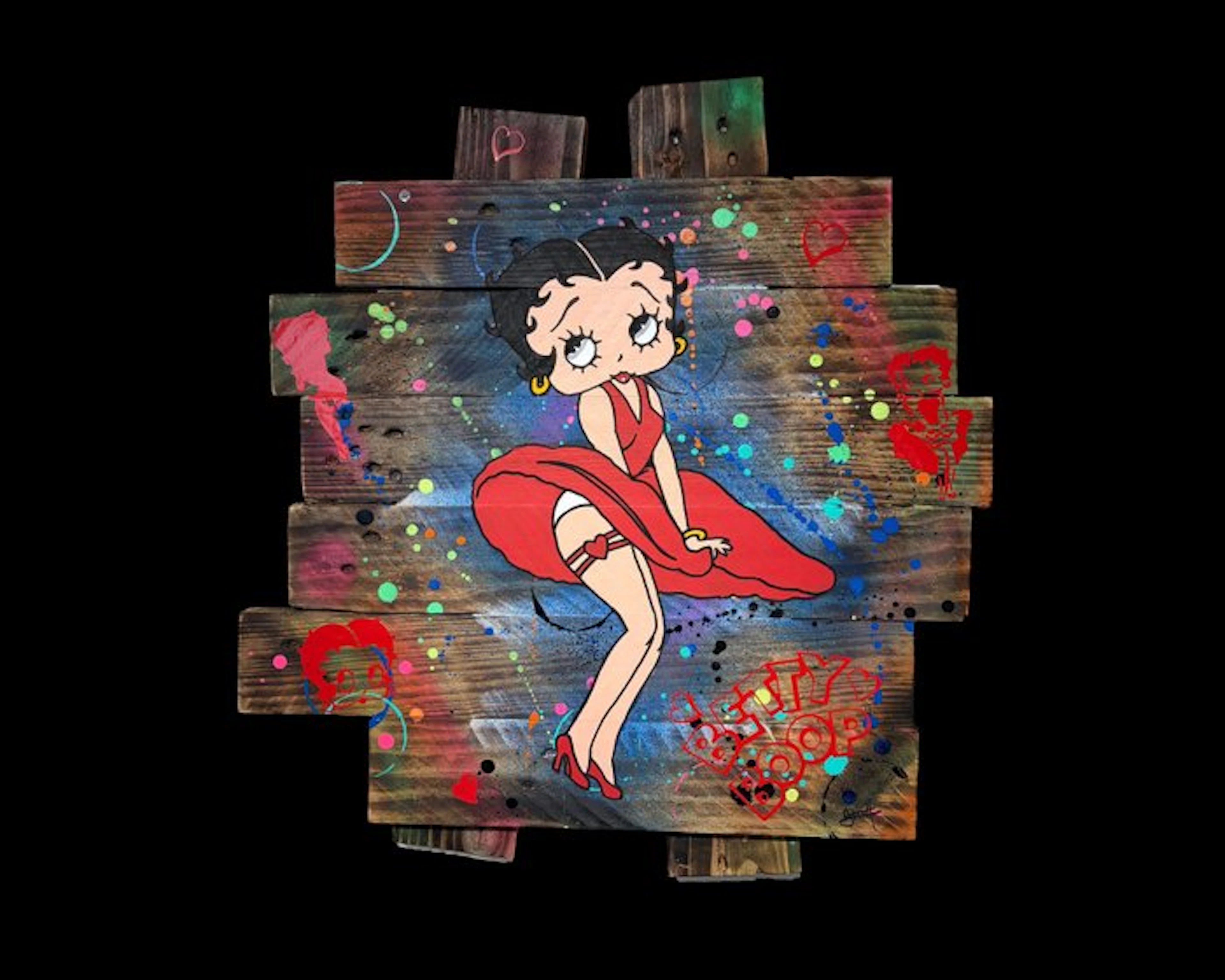 Vincent STREIFF - La Pin-Up en Robe Rouge – Tableau Pop...