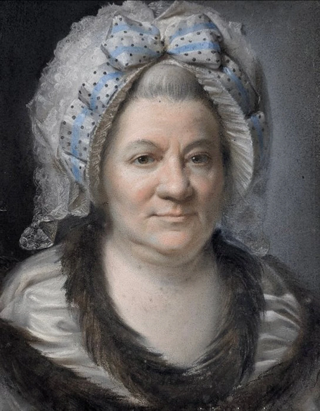 École française (XVIII-XIX) - Portrait de femme au bonnet bleu
