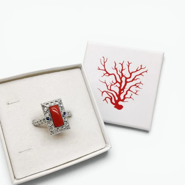 Coral - Sterling Silver 925 - Ring - Italian Craftsmanship