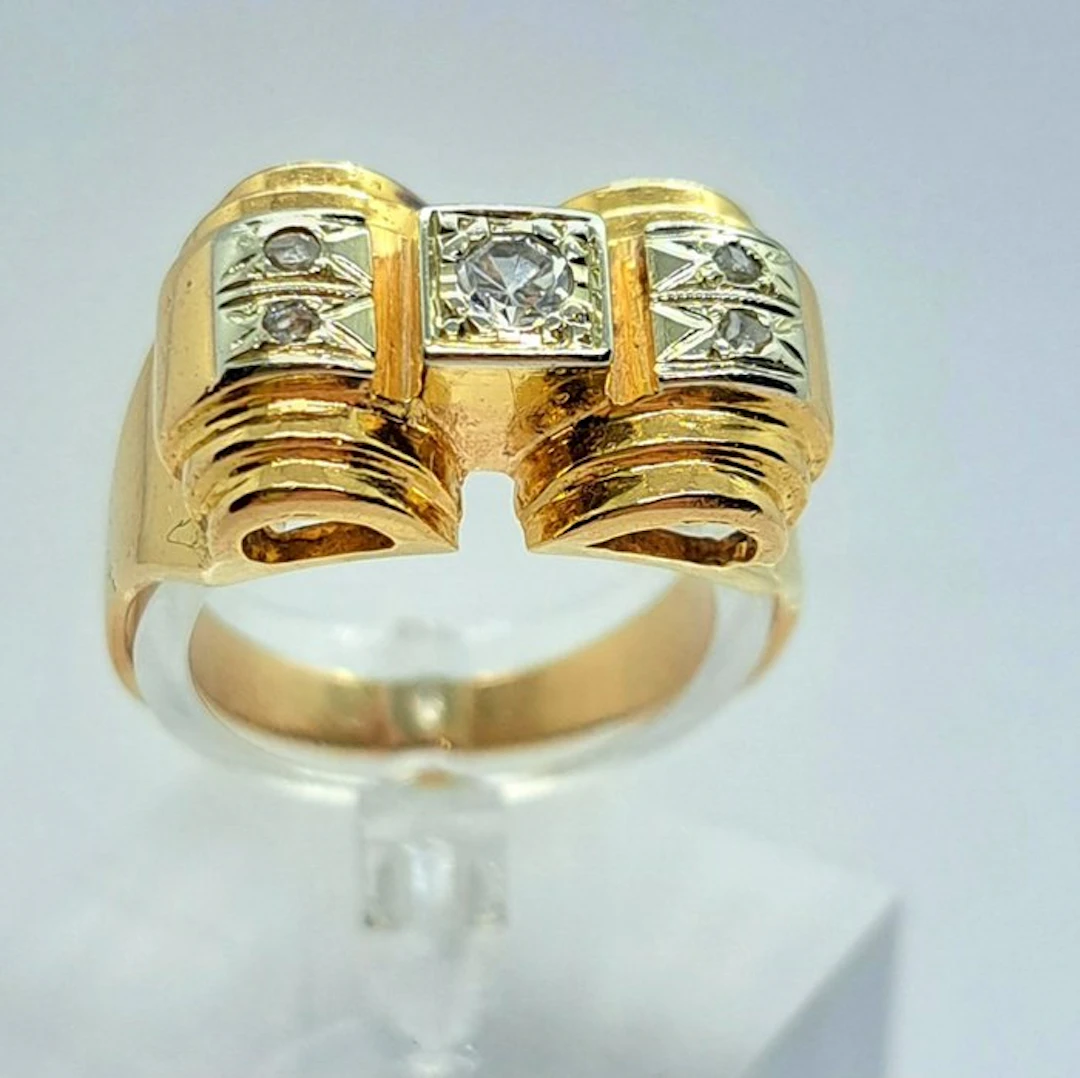 Ring - 18 kt. Yellow gold Diamond (Natural coloured) - Diamond