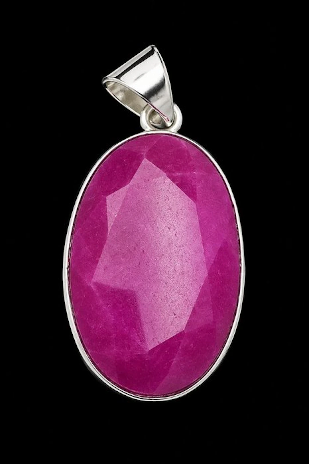 Exquisite Faceted Ruby Pendant - Set in 925 Silver...