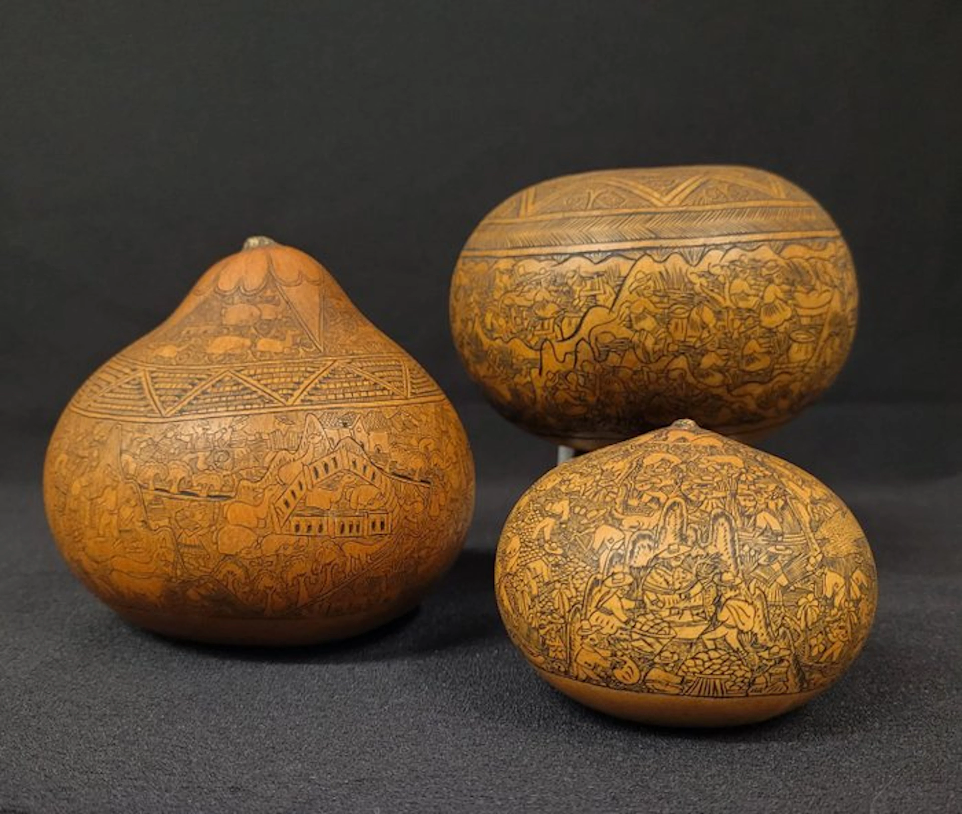 hand-engraved gourds - Mates Burelados - Quechua - Peru (No reserve price)