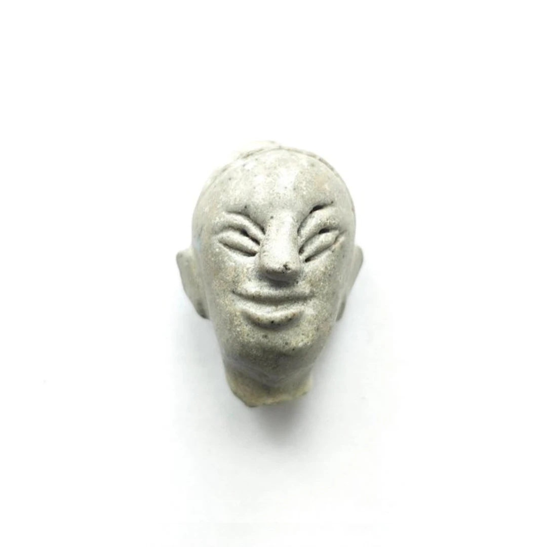 Early Ayutthaya Glazed Ceramic Deity Statuette Head...